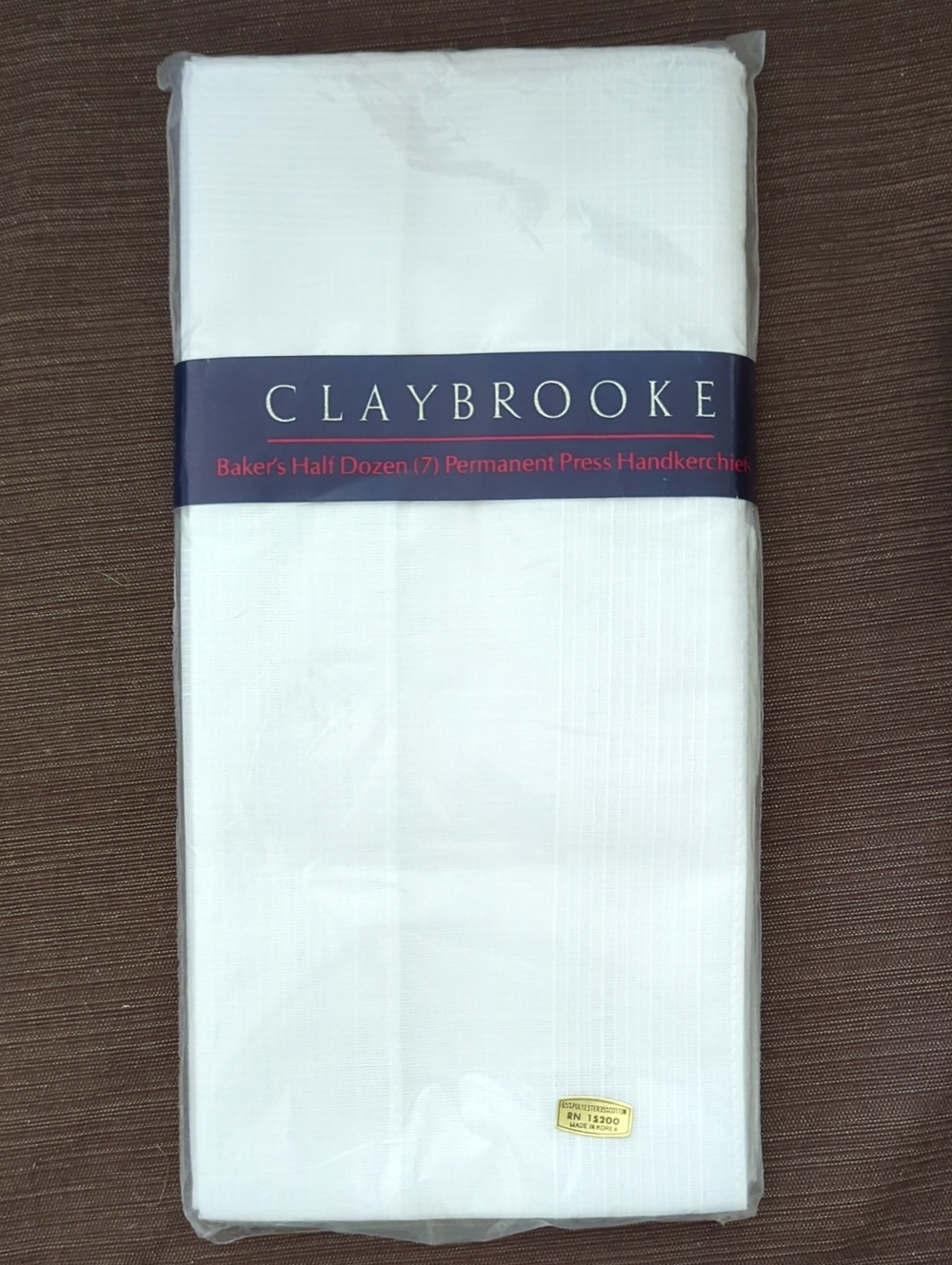 7 Brand New Vintage White Claybrook Bakers Permanent Press Handkerchiefs